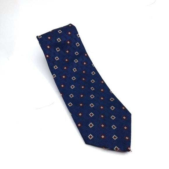 KETCH Vintage Polyester Neck Tie Blue Red Asymmetrical Pattern - Picture 1 of 5